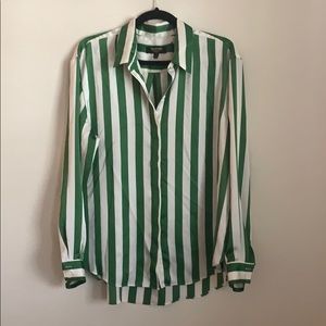 Juicy Couture green and white striped blouse